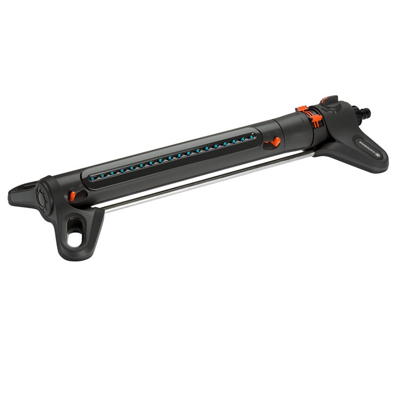 Oscillating Sprinkler AquaZoom L Area coverage 28 - 350 m²; Range of Spray 7 m - 21 m; Spray width 4 - 17 m; Water flow adjustment