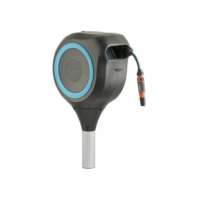 Garden Hose Box RollUp M turquoise, Plastic, assembled, 20m 11mm, Spike, Set (1.5m flexible connecting hose 13mm (1/2"), 1x 18200, 1x 18201, 1x 18202, 2x 18215, 1x 18430-31.620.00, 1x 18300)